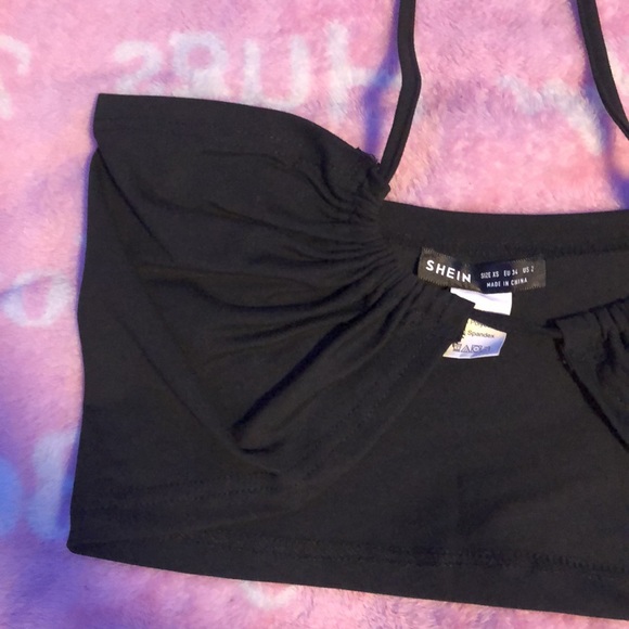 New Without Tags SHEIN Black Cute Crop Top - Picture 5 of 9